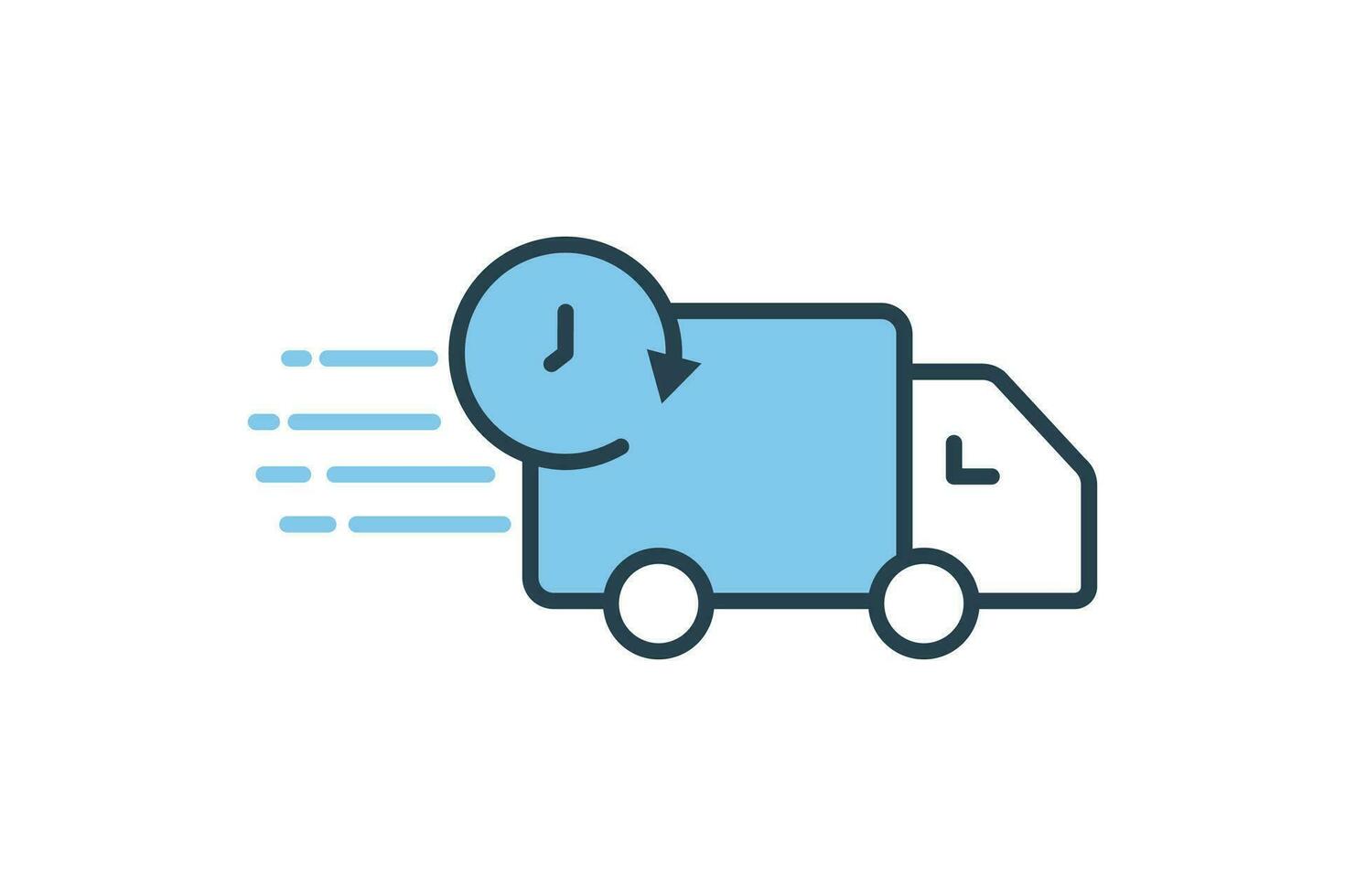 express icon delivery car with clock icon related to speed fast delivery and efficient suitable for app user interfaces printable etc flat line icon style simple design editable free vector